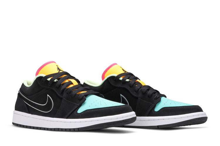 Air Jordan 1 Low Black Aurora Green Laser Orange