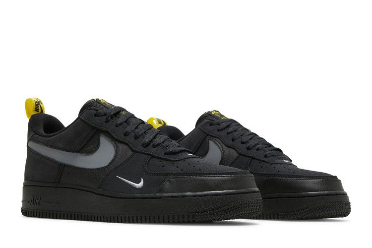 Nike Air Force 1 Low Cut Out Swoosh Black Sneakers