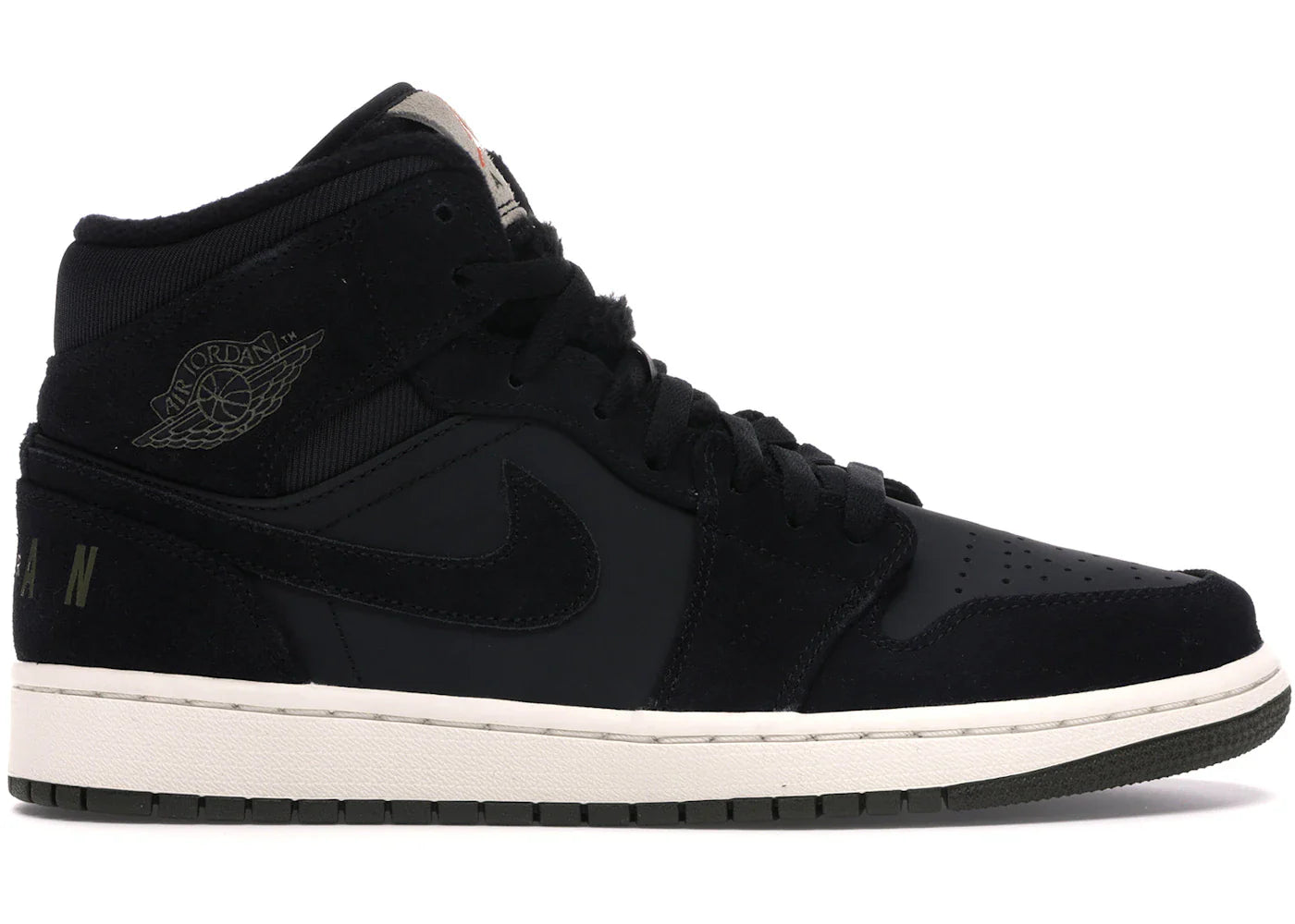 Air Jordan 1 Mid Black Olive Canvas