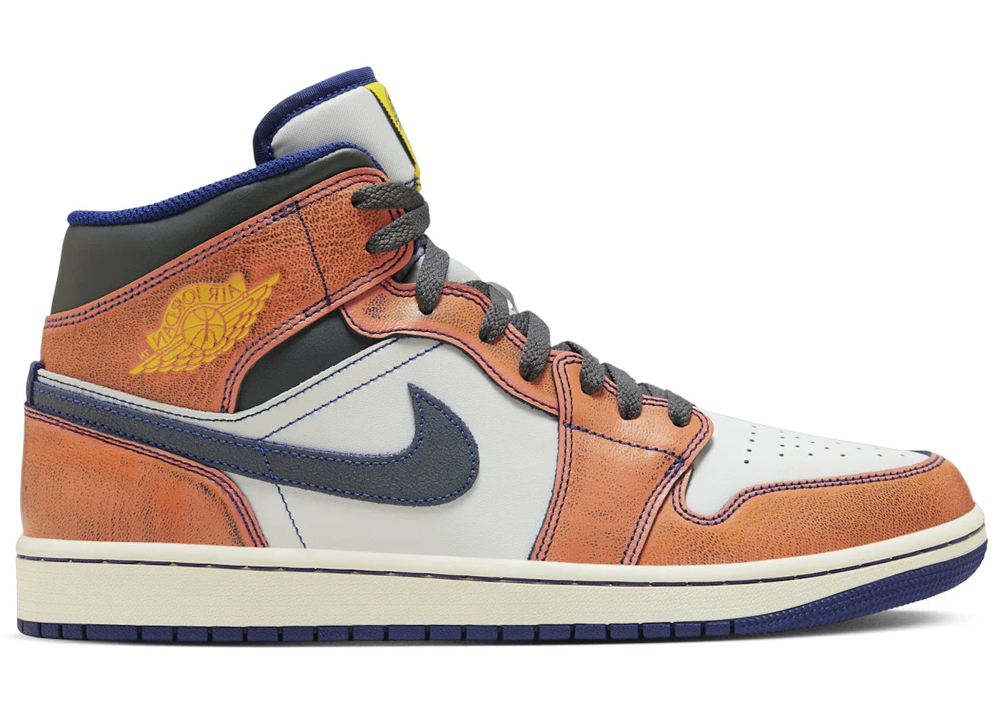 Air Jordan 1 Mid SE Summit White Crimson Bliss Deep Royal Blue Iron Grey