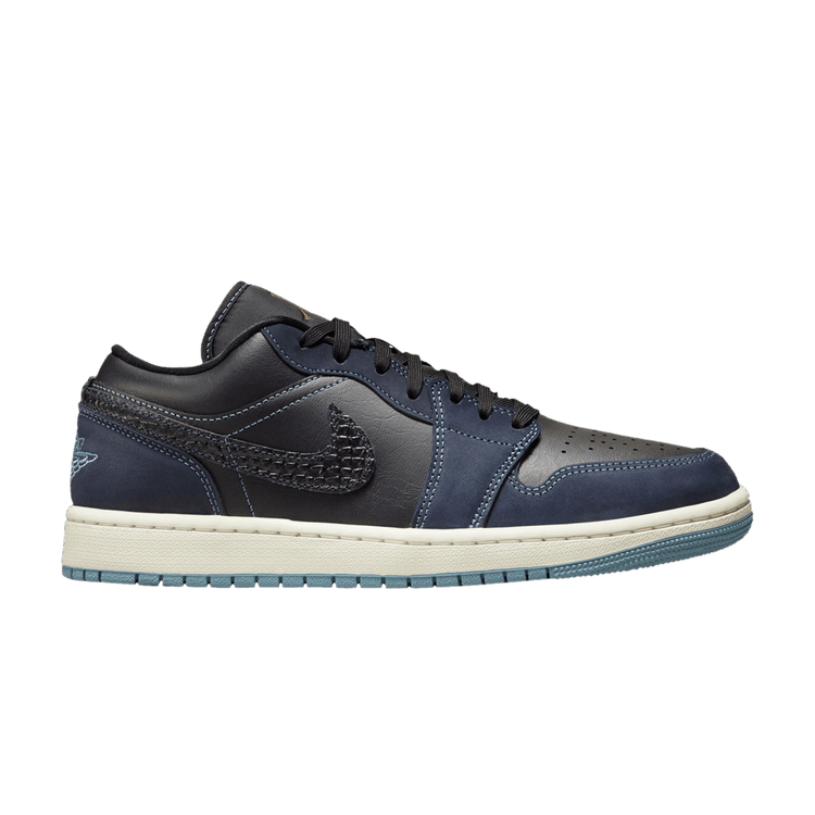 Air Jordan 1 Low SE Black Dark Obsidian Snakeskin (Women's)