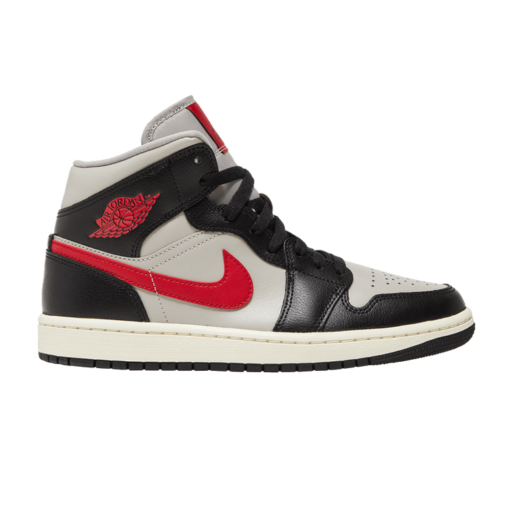 Air Jordan 1 Mid Black College Grey Gym Red (Women's)