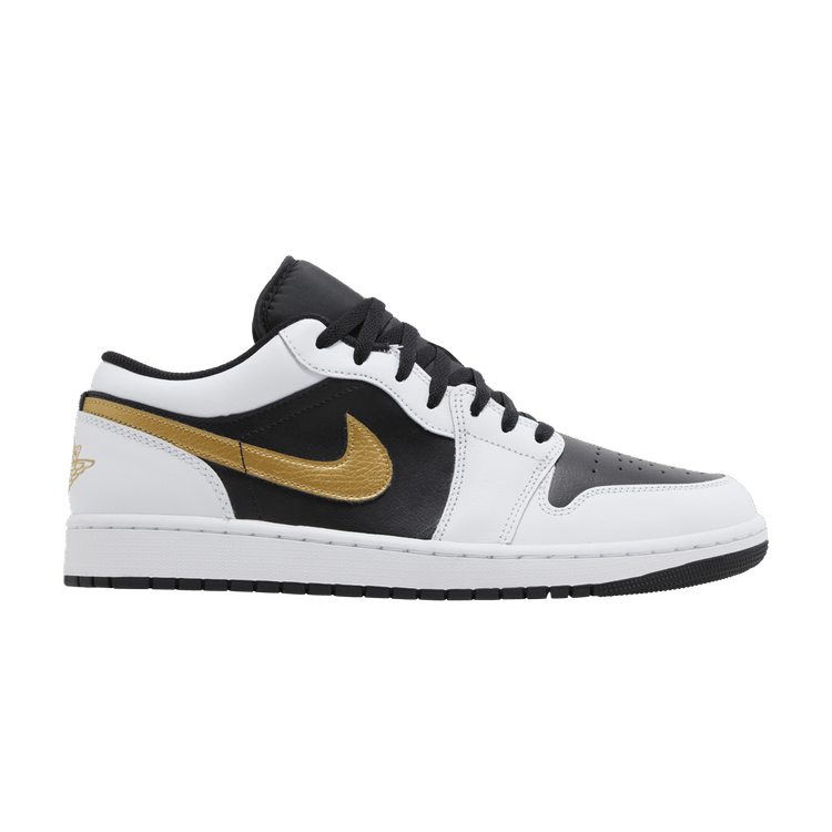 Air Jordan 1 Low White Black Metallic Gold Swoosh