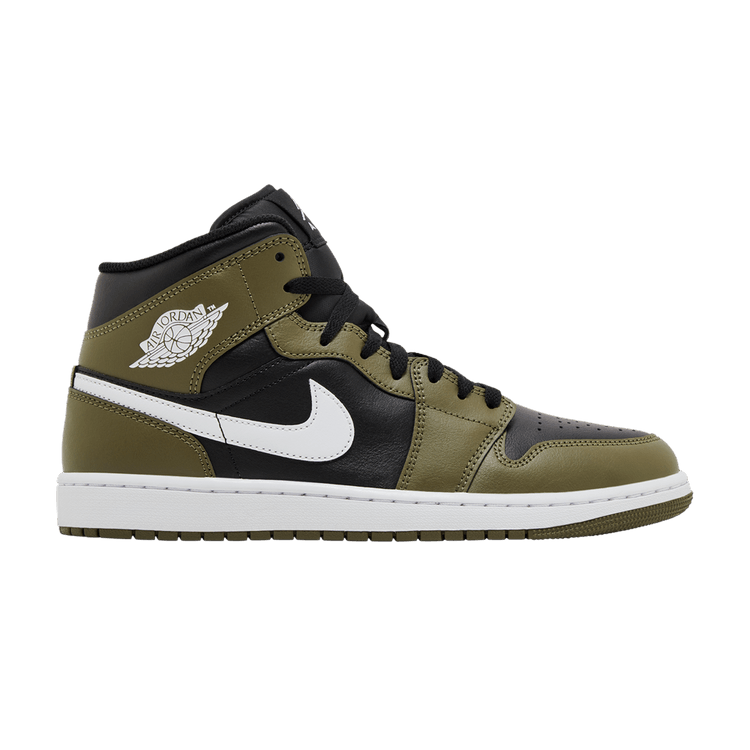 Air Jordan 1 Mid Black White Olive