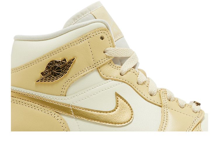 Air Jordan 1 Mid SE Pale Vanilla Metallic Gold (Women's)