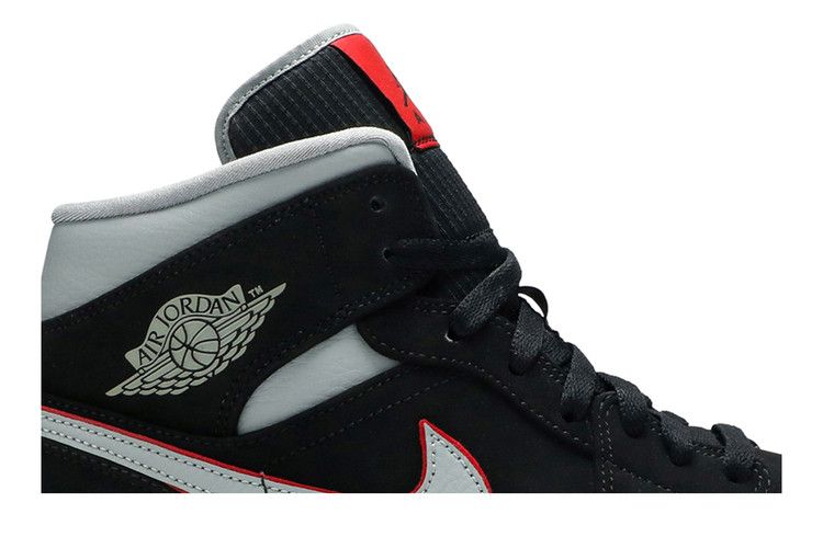Air Jordan 1 Mid Black Particle Grey Gym Red