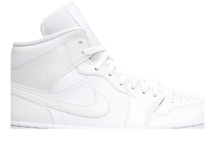 Air Jordan 1 Mid Triple White Patent Swoosh (Women's)