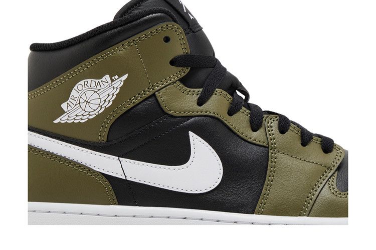 Air Jordan 1 Mid Black White Olive