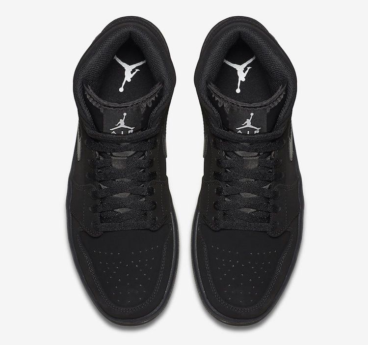 Air Jordan 1 Mid Black Black White