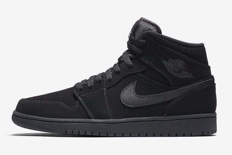 Air Jordan 1 Mid Black Black White