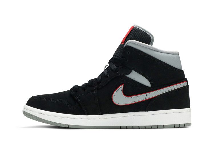 Air Jordan 1 Mid Black Particle Grey Gym Red