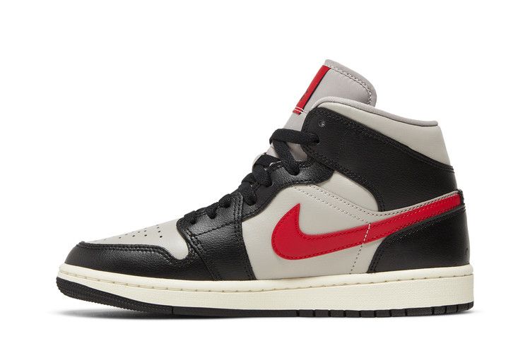 Air Jordan 1 Mid Black College Grey Gym Red (Women's)