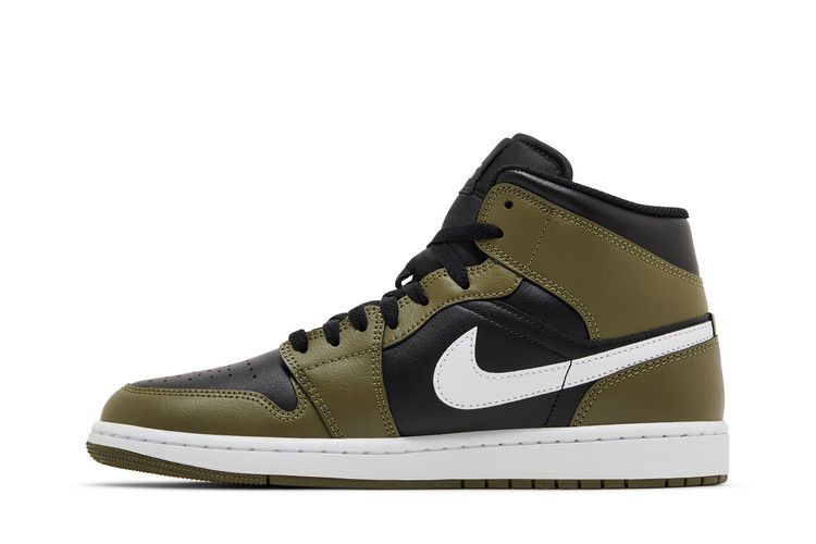 Air Jordan 1 Mid Black White Olive