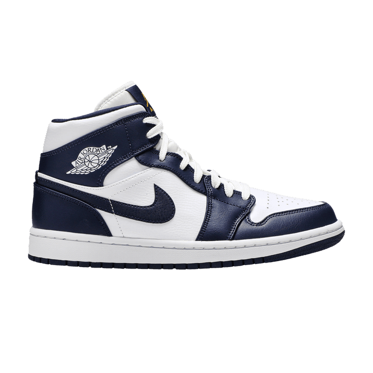 Air Jordan 1 Mid White Metallic Gold Obsidian