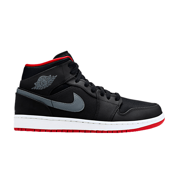 Air Jordan 1 Mid Black Cool Grey Gym Red