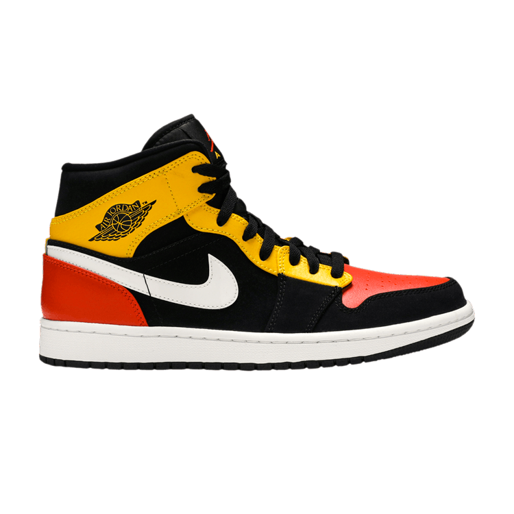 Air Jordan 1 Mid Black Amarillo Orange