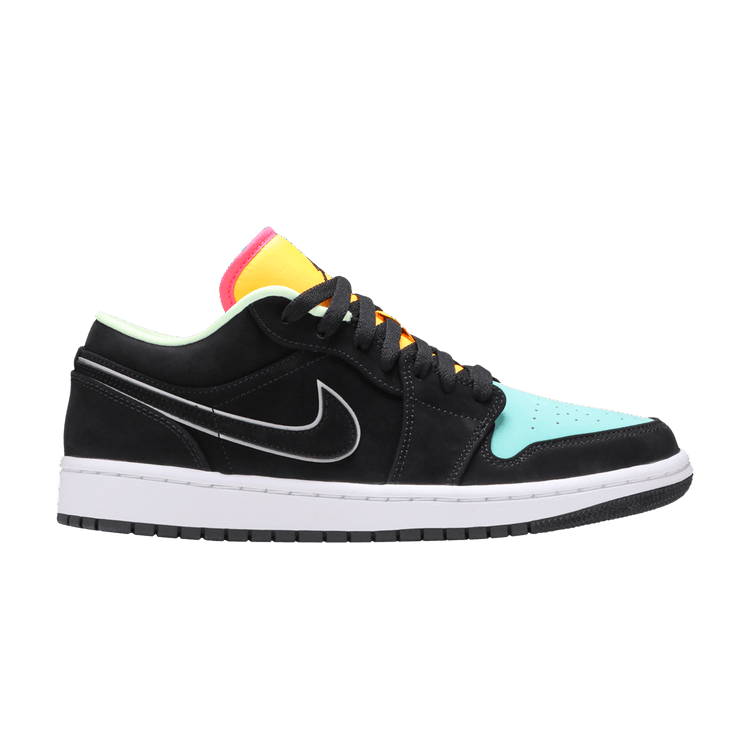 Air Jordan 1 Low Black Aurora Green Laser Orange