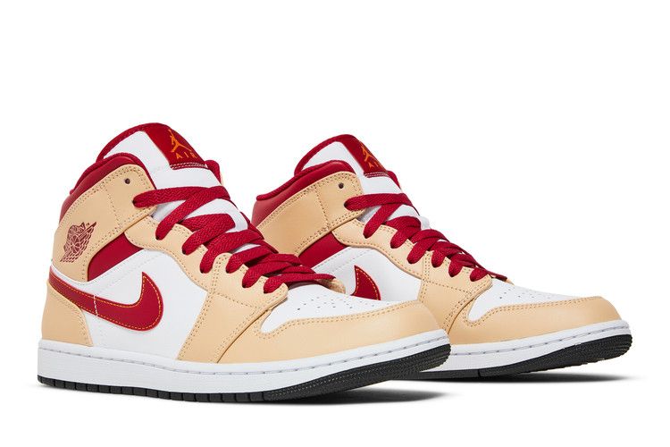 Air Jordan 1 Mid Light Curry Cardinal