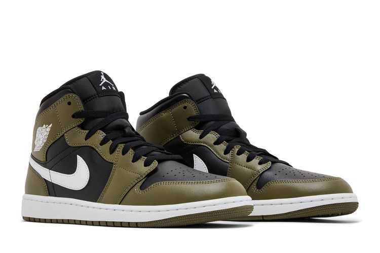 Air Jordan 1 Mid Black White Olive