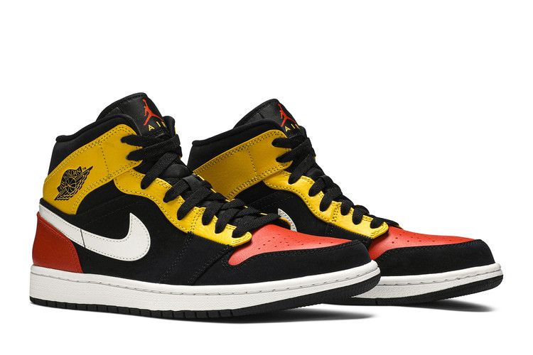 Air Jordan 1 Mid Black Amarillo Orange