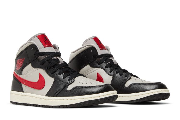Air Jordan 1 Mid Black College Grey Gym Red (Women's)
