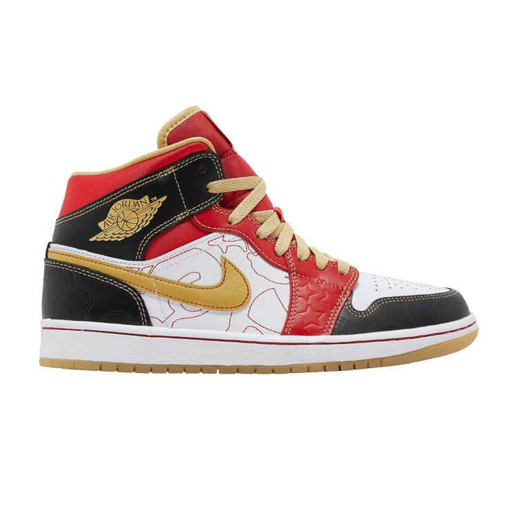 Air Jordan 1 Mid XQ White Black Sport Red