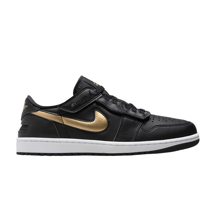 Air Jordan 1 Low FlyEase Black White Metallic Gold