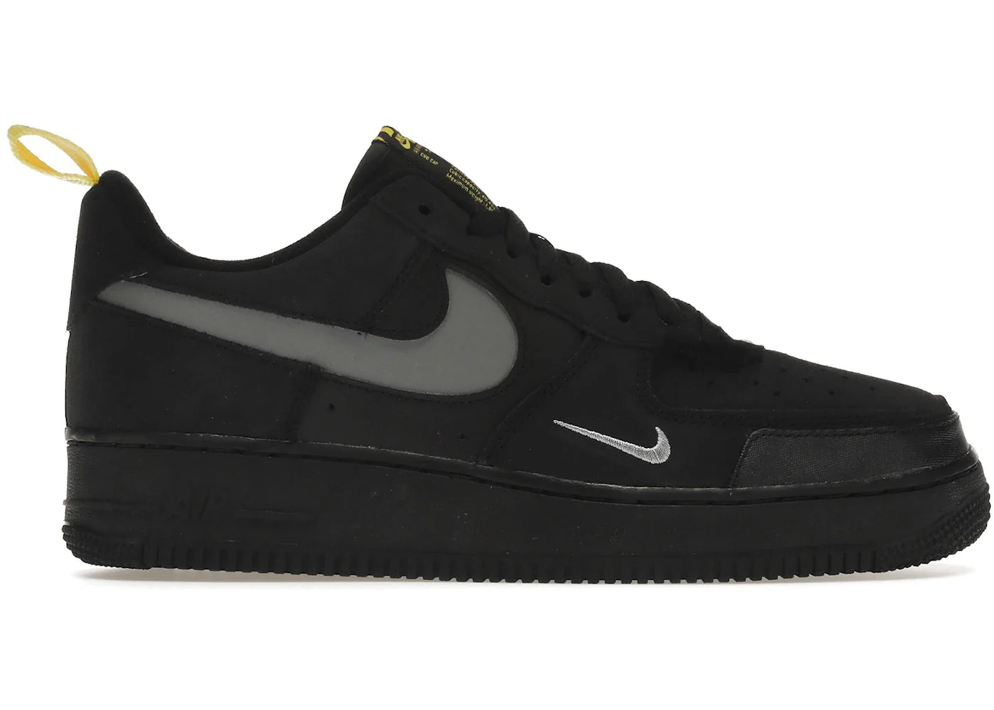 Nike Air Force 1 Low Cut Out Swoosh Black Sneakers